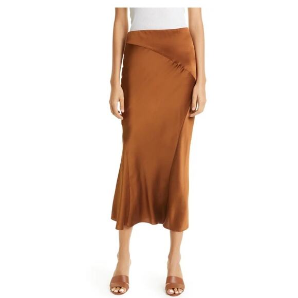 Veronica Beard Sorelle Silk Skirt Dark Ochre Brown Sz 4 $448 - Picture 2 of 16